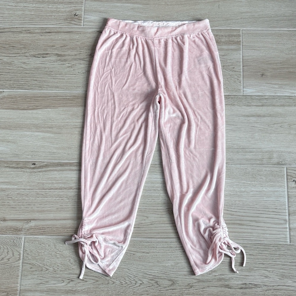 Love by GAP Crushed Velvet Pink Cropped Pajama Pants Medium